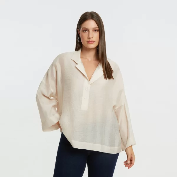 Oversized μπλούζα με γιακά & λινό
