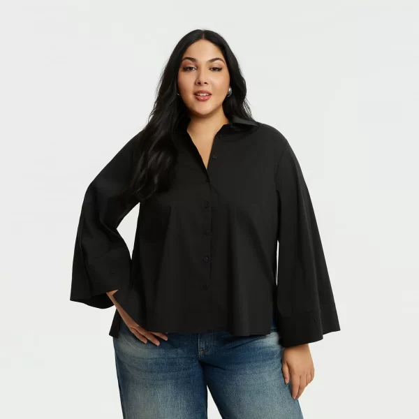 Cropped πουκάμισο με φαρδιά μανίκια