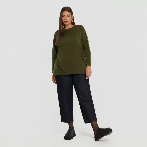 Basic πλεκτή μπλούζα με ραφή μπροστά