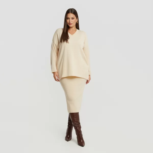 Basic πλεκτή μπλούζα με V-λαιμόκοψη