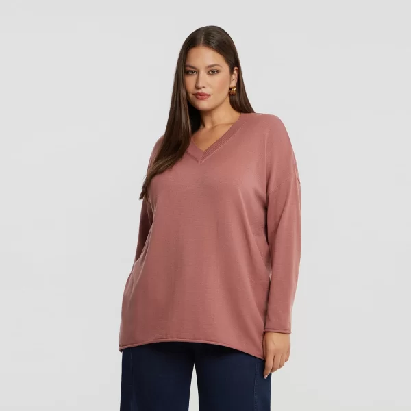 Basic πλεκτή μπλούζα με V-λαιμόκοψη