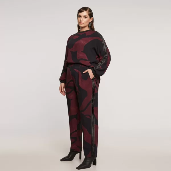 Παντελόνι βισκόζη εμπριμέ με διχρωμία