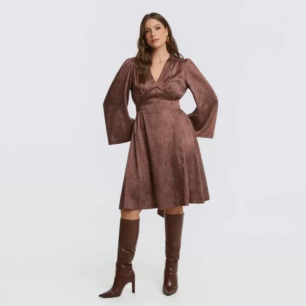 Σατέν κρουαζέ midi φόρεμα