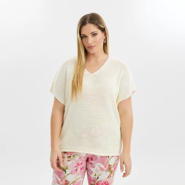 Πλεκτή μπλούζα V