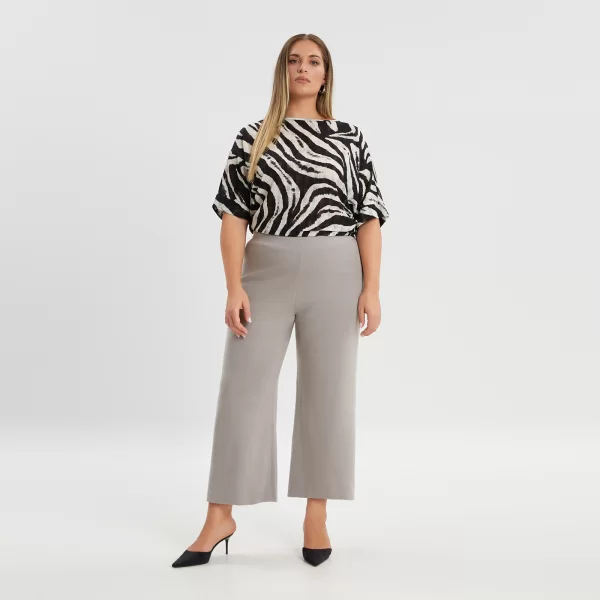 MAT FASHION Παντελόνα πλεκτή ζιπ κιλότ