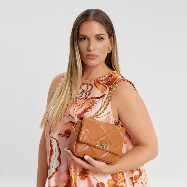 MAT FASHION Δερμάτινη μίνι τσάντα καπιτονέ