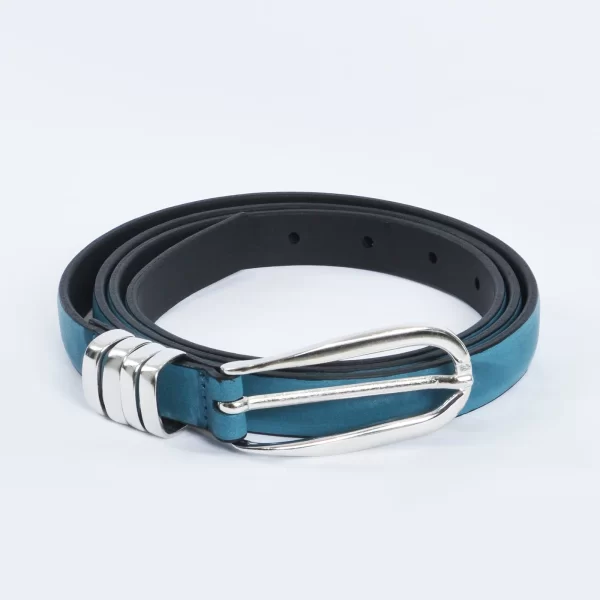 MAT FASHION Λεπτή δερμάτινη ζώνη με μεταλλική αγκράφα