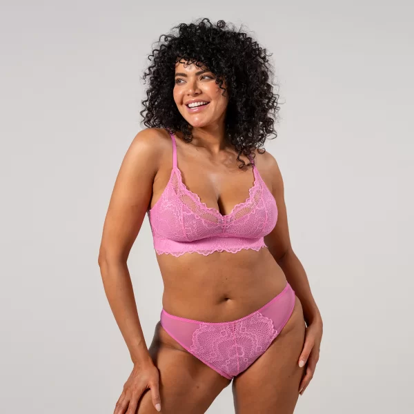 Σουτιέν support με δαντέλα Candy Pink