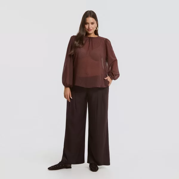 Αέρινη μπλούζα με πουά σχέδιο και μπαλούν μανίκια