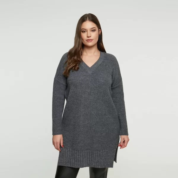 Μπλούζα πλεκτή V με μαλλί