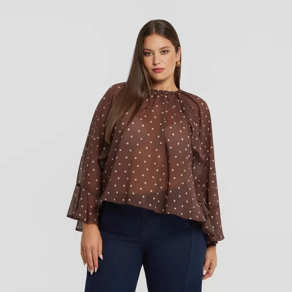 Μπλούζα πουά με βολάν