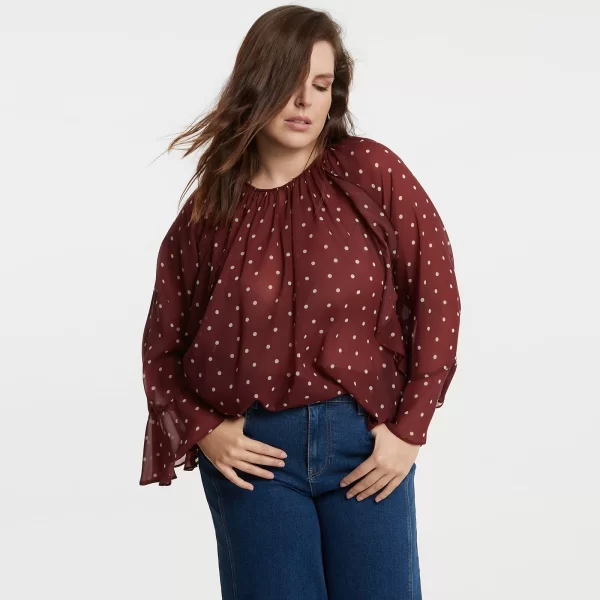 MAT FASHION Μπλούζα πουά με βολάν