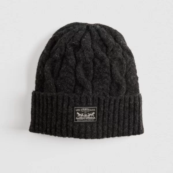 Holiday Cable-knit Backpatch Beanie