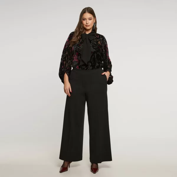 Μαύρη κρεπ παντελόνα Eva με τσάκιση