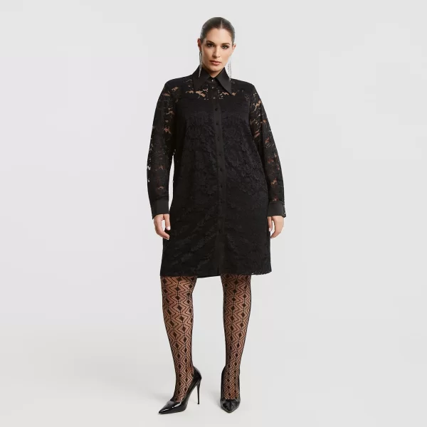 Δαντελένιο σεμιζιέ φόρεμα με σατέν λεπτομέρειες