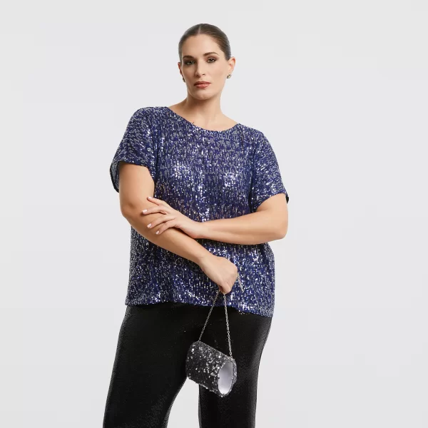 Κοντομάνικη μπλούζα με παγιέτες