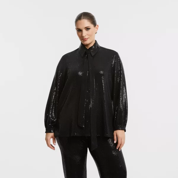 Πουκάμισο με παγιέτες με δέσιμο στη λαιμόκοψη