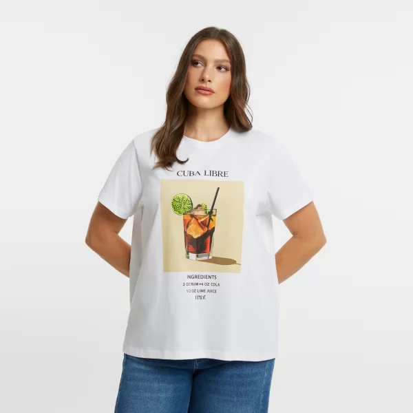 Βαμβακερό t-shirt με στάμπα Cuba Libre cocktail