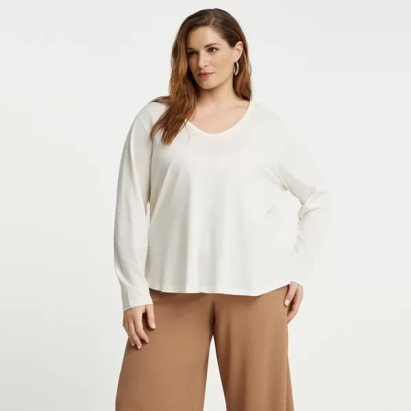 Μακρυμάνικη βαμβακερή μπλούζα με στρογγυλή λαιμόκοψη