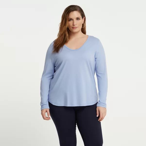 Μακρυμάνικη βαμβακερή μπλούζα με στρογγυλή λαιμόκοψη