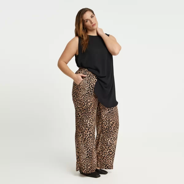 Παντελόνα σατέν με animal print μοτίβο