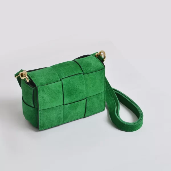 MAT FASHION Δερμάτινη mini τσάντα με πλεκτό σχέδιο