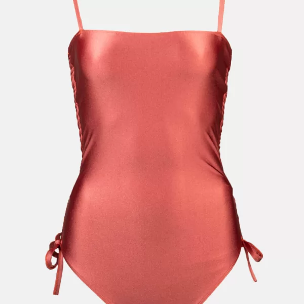 GIGI-Μαγιό Ολόσωμο με Κορδόνια στο Πλάι - Κεραμιδί