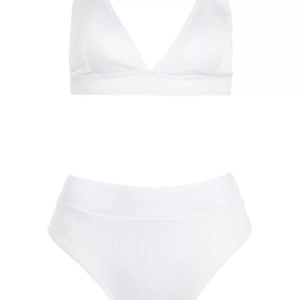 GIGI- Μαγιό Σετ Μπικίνι Ριπ με Λάστιχο - Λευκό