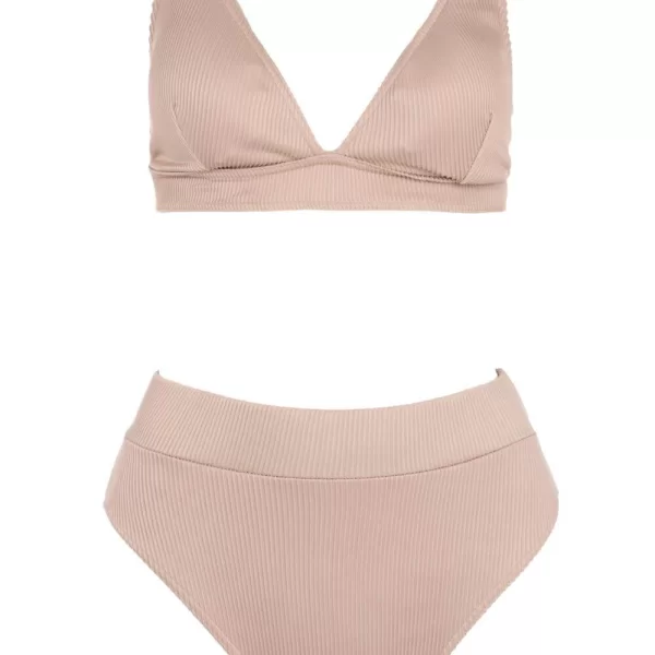 GIGI- Μαγιό Σετ Μπικίνι Ριπ με Λάστιχο - Μπεζ