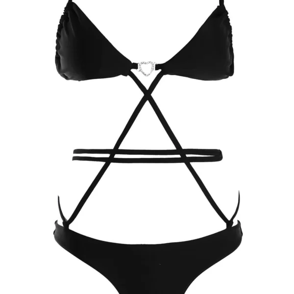 GIGI-Μαγιό Σετ Μπικίνι με Χιαστί και Τόκα Καρδιά - Μαύρο