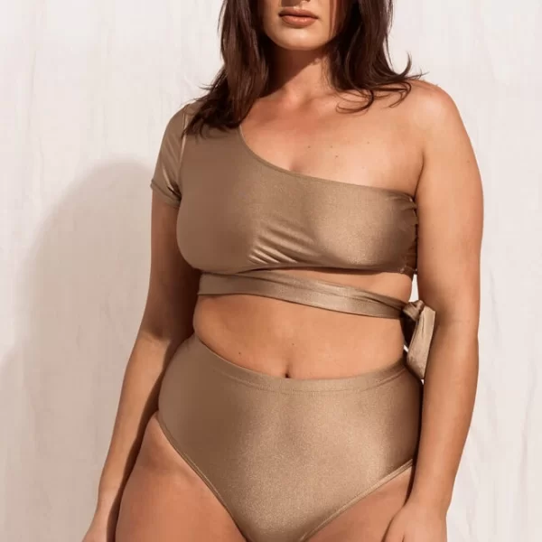 GIGI-Μαγιό Σετ Μπικίνι με Δέσιμο Plus Size - Μπεζ