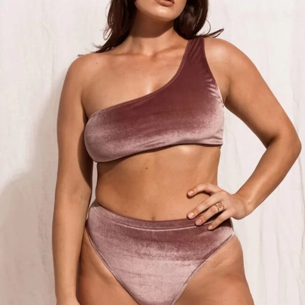 GIGI-Μαγιό Σετ Μπικίνι Velvet με Έναν Ώμο - Nude