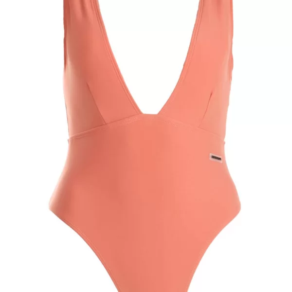 GIGI-Μαγιό Ολόσωμο με Βαθύ Ντεκολτέ - Σομόν