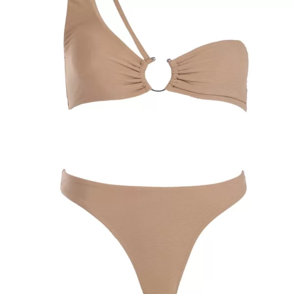 GIGI-Μαγιό Σετ Μπικίνι Ριπ με Διακοσμητικό Κρίκο - Μπεζ