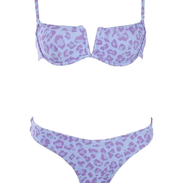 GIGI-Μαγιό Σετ Μπικίνι με Print και Άνοιγμα V - Σιέλ