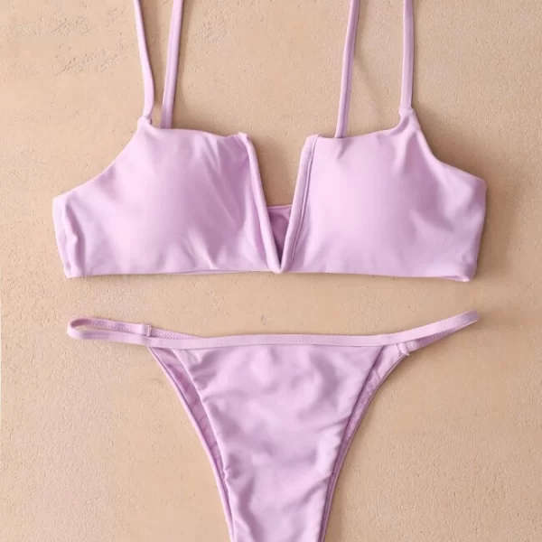 Μαγιό Σετ Μπικίνι με Άνοιγμα V - Λιλά
