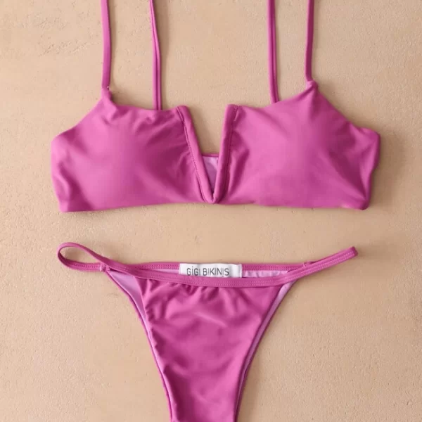 Μαγιό Σετ Μπικίνι με Άνοιγμα V - Μώβ