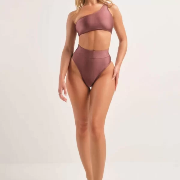 Μαγιό Σετ Μπικίνι με Έναν Ωμο - Καφέ