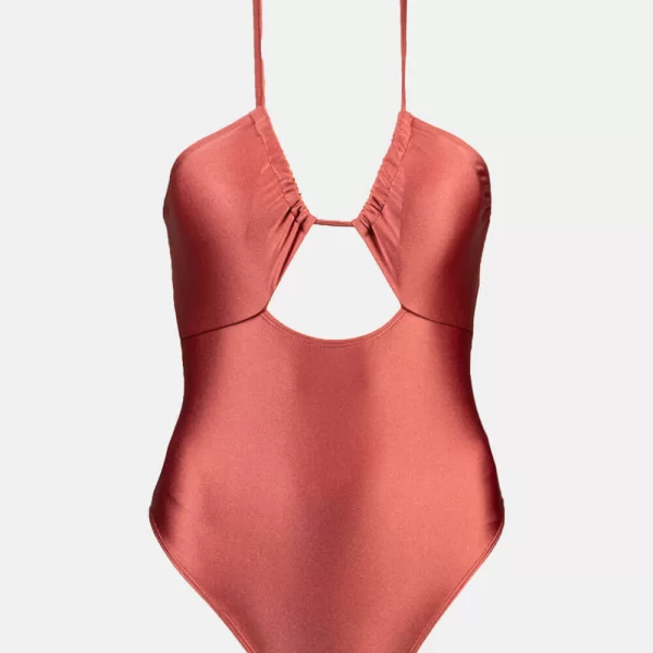 GIGI-Μαγιό Ολόσωμο με Δέσιμο Πίσω - Κεραμιδί