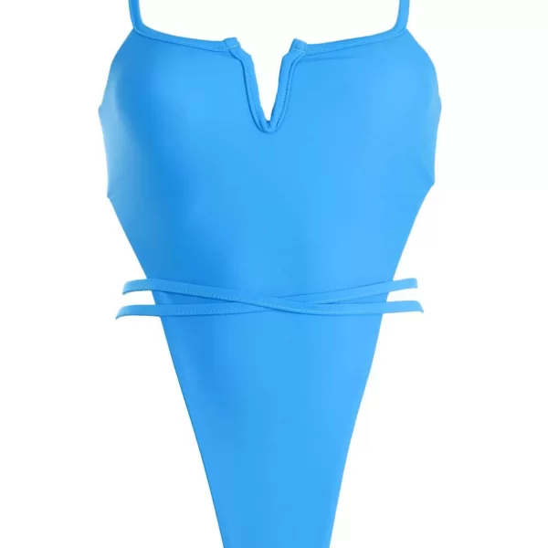 GIGI-Μαγιό Ολόσωμο με Κορδόνι στη Μέση - Μπλε