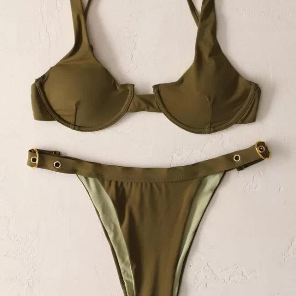 Μαγιό Μπικίνι με Μπανέλα & Τρουκς - Χακί