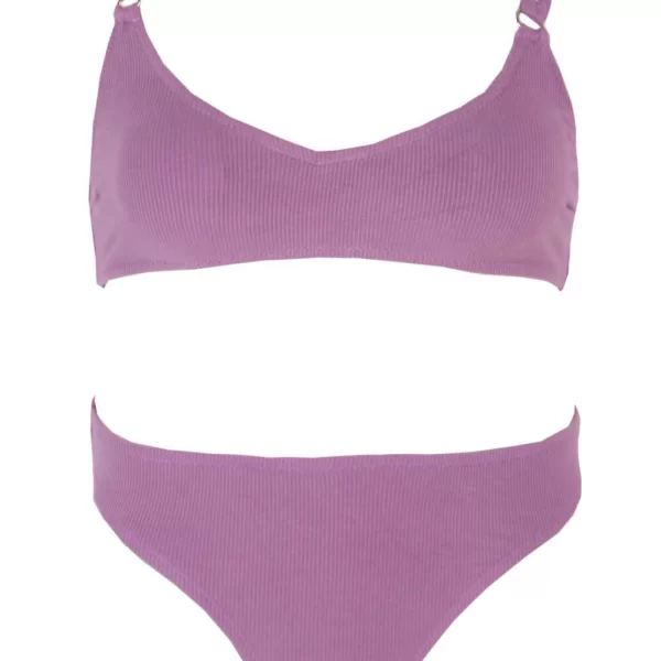GIGI Μαγιό Σετ Μπικίνι Ριπ με Μπουστάκι - Λιλά