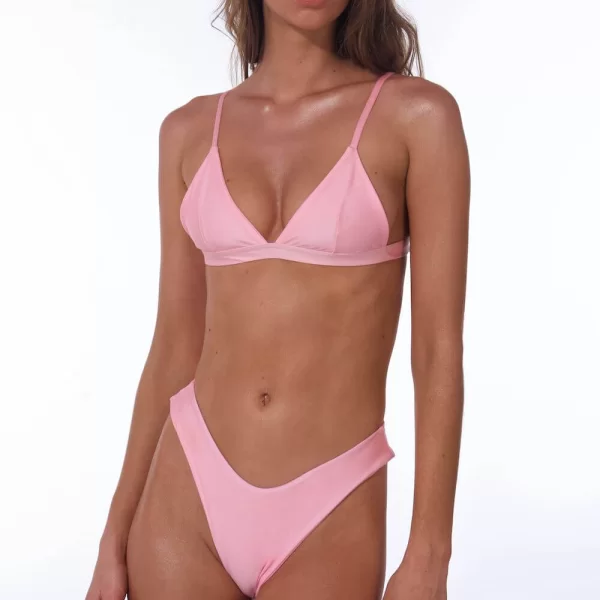 Μαγιό Σετ Μπικίνι Τριγωνάκι Ψηλόμεσο - Ροζ