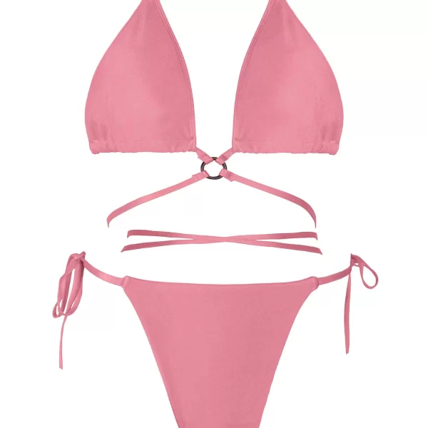 GIGI-Μαγιό Σετ Μπικίνι Ψηλόμεσο με Κρίκο - Ροζ-Παλ