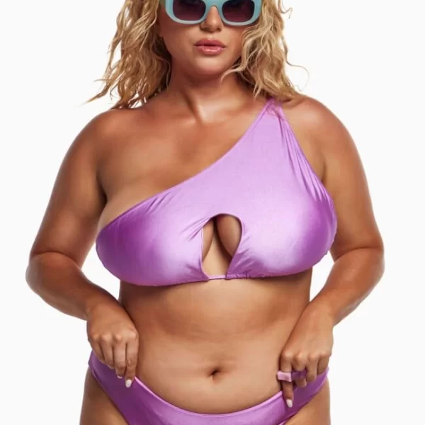 GIGI-Μαγιό Σετ Μπικίνι Plus Size με Άνοιγμα - Λιλά