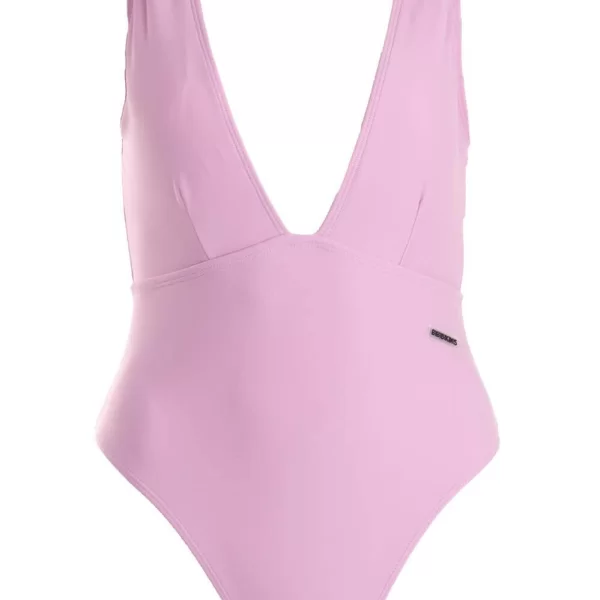 GIGI-Μαγιό Ολόσωμο με Βαθύ Ντεκολτέ - Λιλά