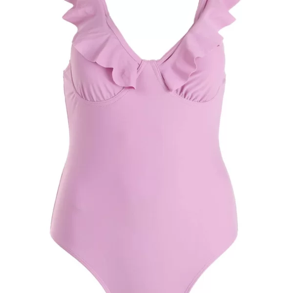 GIGI-Μαγιό Ολόσωμο με Βολάν στα Μανίκια - Λιλά