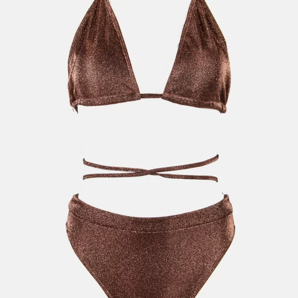 GIGI-Μαγιό Σετ Μπικίνι Lurex Plus Size - Καφέ