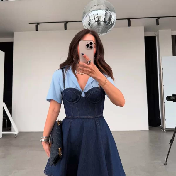 SOU VOILA γυναικείο τζιν μίνι φόρεμα με τιράντα