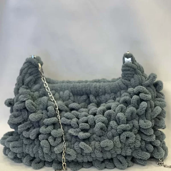 SOU PUFFY CLUTCH BAG ΜΕ ΦΟΔΡΑ ΑΛΥΣΙΔΑ (ΓΚΡΙ)